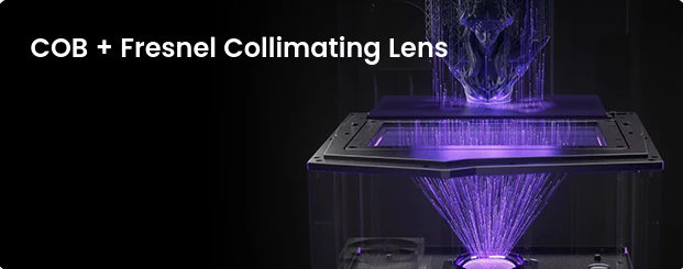 cob + fresnel collimating lens